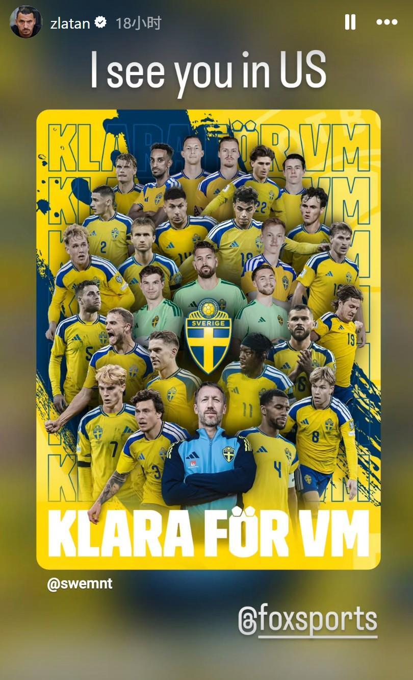 规则-来自前辈的认可,伊布祝贺瑞典进军世界杯:伙计们,美国见